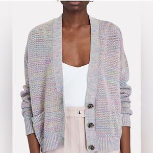 RE/DONE 90s Oversized Cropped Cardigan Rainbow Pastel Pink Purple 
NEW